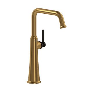 Momenti Single Handle Tall Bathroom Faucet with U-Spout  - Brushed Gold and Black with Lever Handles | Model Number: MMSQL01LBGBK - Product Knockout