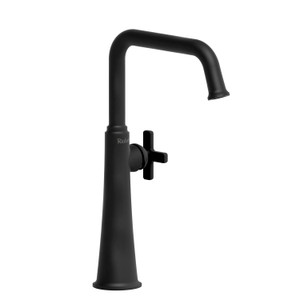 Momenti Single Handle Tall Bathroom Faucet with U-Spout  - Black with X-Shaped Handles | Model Number: MMSQL01XBK - Product Knockout