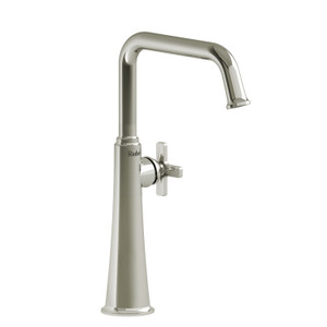Momenti Single Handle Tall Bathroom Faucet with U-Spout  - Polished Nickel with X-Shaped Handles | Model Number: MMSQL01XPN - Product Knockout