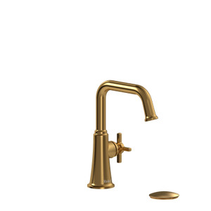 Momenti Single Handle Lavatory Faucet with U-Spout  - Brushed Gold with Cross Handles | Model Number: MMSQS01+BG - Product Knockout