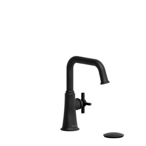 DISCONTINUÉ -Robinet de lavabo simple avec bec en U de 1,0 gal/min Momenti - Noir avec poignées en croix | Numéro de modèle: MMSQS01+BK-10 - Produit épuisé