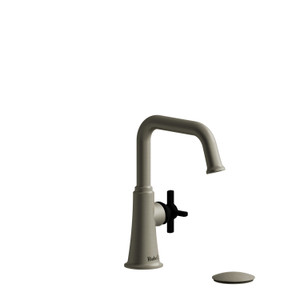 DISCONTINUED-Momenti Single Handle Lavatory Faucet with U-Spout 1.0 GPM - Brushed Nickel and Black with Cross Handles | Model Number: MMSQS01+BNBK-10 - Product Knockout