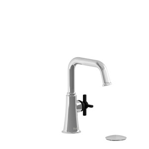 DISCONTINUED-Momenti Single Handle Lavatory Faucet with U-Spout 1.0 GPM - Chrome and Black with Cross Handles | Model Number: MMSQS01+CBK-10 - Product Knockout