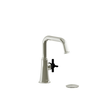 Momenti Single Handle Lavatory Faucet with U-Spout  - Polished Nickel and Black with Cross Handles | Model Number: MMSQS01+PNBK - Product Knockout