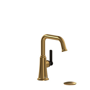 DISCONTINUED-Momenti Single Handle Bathroom Faucet with U-Spout - Brushed Gold and Black with J-Shaped Handles | Model Number: MMSQS01JBGBK-10 - Product Knockout