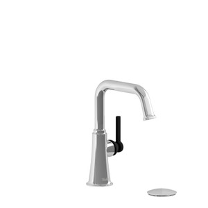 DISCONTINUED-Momenti Single Handle Bathroom Faucet with U-Spout - Chrome and Black with Lever Handles | Model Number: MMSQS01LCBK-10 - Product Knockout