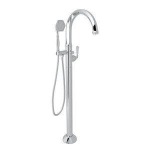 Palladian Single Leg Floor Mount Tub Filler - Polished Chrome with Metal Lever Handle | Model Number: N1987LMAPCTO - Product Knockout