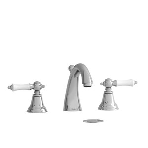 Classic Widespread Bathroom Faucet  - Chrome and White with Lever Handles | Model Number: PR08LCW - Product Knockout
