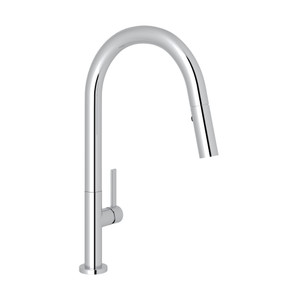 Robinet de cuisine rétractable moderne Lux - Chrome poli avec poignée à levier en métal  | Numéro de modèle: R7581LMAPC-2 - Produit épuisé