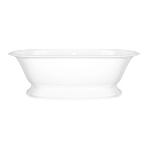 Elwick 74-7/8 Inch X 35-7/8 Inch Freestanding Soaking Pedestal Bathtub in Volcanic Limestone&trade; with Overflow Hole - Gloss White | Model Number: RAD-N-SW-OF+ELW-B-SW-OF - Product Knockout