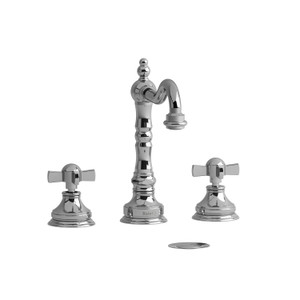Retro Widespread Bathroom Faucet  - Chrome with X-Shaped Handles | Model Number: RT08XC - Product Knockout