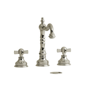 Retro Widespread Bathroom Faucet  - Polished Nickel with X-Shaped Handles | Model Number: RT08XPN - Product Knockout