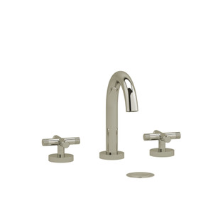 Riu Widespread Bathroom Faucet with C-Spout with Knurled Cross Handles - Polished Nickel | Model Number: RU08+KNPN - Product Knockout