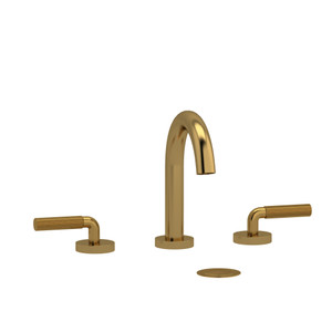 Riu Widespread Bathroom Faucet with C-Spout with Knurled Lever Handles - Brushed Gold | Model Number: RU08LKNBG - Product Knockout