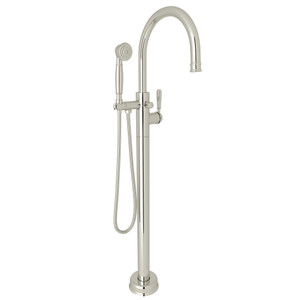 Traditional Single Leg Floor Mount Tub Filler - Polished Nickel with Metal Lever Handle | Model Number: T1587LMPN/TO - Product Knockout