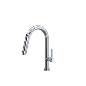 Tenerife Pull-Down Bar and Food Prep Kitchen Faucet with C-Spout - Polished Chrome | Model Number: TE65D1LMAPC - Product Knockout