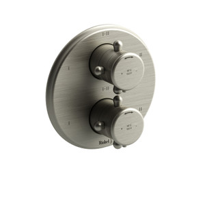 Garniture pour valve pression équilibrée ​​​​et thermostatique 3/4" avec jusqu'à 6 fonctions Classique - Nickel brossé avec poignées en croix  | Numéro de modèle: TGN46+BN - Produit épuisé