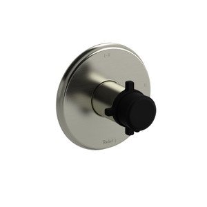 Momenti 1/2 Inch Thermostatic and Pressure Balance Trim with up to 3 Functions  - Brushed Nickel and Black with Cross Handles | Model Number: TMMRD23+BNBK - Product Knockout