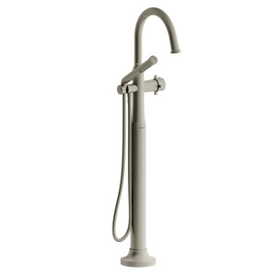 DISCONTINUED Momenti™ Single Hole Floor Mount Tub Filler Trim With C-Spout - Brushed Nickel | Model Number: TMMRD39+BN