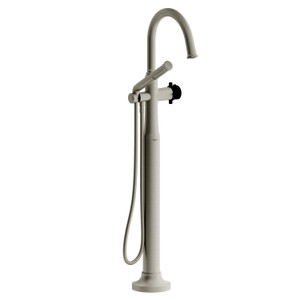 Momenti™ Single Hole Floor Mount Tub Filler Trim With C-Spout - Brushed Nickel/Black | Model Number: TMMRD39+BNBK
