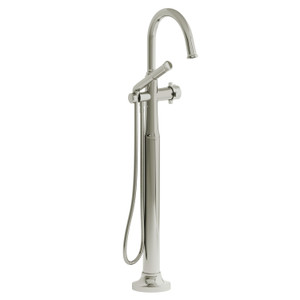 Garniture de robinet de bain monotrou fixé au sol avec bec en C Momenti - Nickel poli avec poignées en croix  | Numéro de modèle: TMMRD39XPN - Produit épuisé