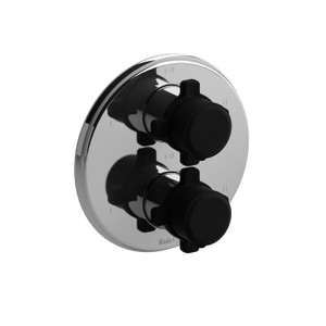 Garniture pour valve pression équilibrée et thermostatique ​​​​3/4" avec jusqu'à 6 fonctions Momenti - Chrome et noir avec poignées en croix  | Numéro de modèle: TMMRD46XCBK - Produit épuisé