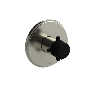 Momenti 1/2 Inch Thermostatic and Pressure Balance Trim with up to 5 Functions  - Brushed Nickel and Black with Cross Handles | Model Number: TMMRD47+BNBK - Product Knockout