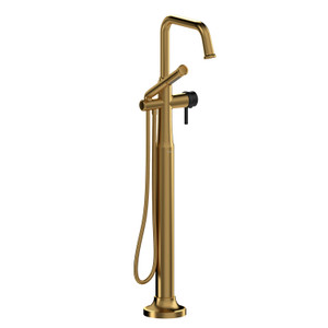 DISCONTINUED Momenti™ Single Hole Floor Mount Tub Filler Trim With U-Spout - Brushed Gold/Black | Model Number: TMMSQ39LBGBK