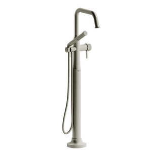 Garniture de robinet de bain monotrou fixé au sol avec bec en U Momenti  - Nickel brossé avec poignées à levier  | Numéro de modèle: TMMSQ39LBN - Produit épuisé
