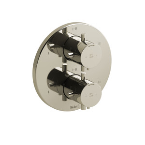 Pallace 3/4 Inch Thermostatic and Pressure Balance Trim with up to 6 Functions  - Polished Nickel with Cross Handles | Model Number: TPATM46+PN - Product Knockout