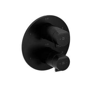 Parabola™ 3/4" Therm & Pressure Balance Trim With 6 Functions - Black | Model Number: TPB46BK
