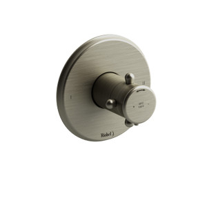 Retro 1/2 Inch Thermostatic and Pressure Balance Trim with up to 3 Functions  - Brushed Nickel with Cross Handles | Model Number: TRT44+BN - Product Knockout