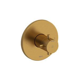 Riu 1/2 Inch Thermostatic and Pressure Balance Trim with up to 3 Functions  - Brushed Gold with Cross Handles | Model Number: TRUTM44+BG - Product Knockout