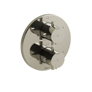 Garniture pour valve pression équilibrée et ​​​​thermostatique 3/4" avec jusqu'à 6 fonctions Riu - Nickel poli avec poignées en croix  | Numéro de modèle: TRUTM46+PN - Produit épuisé