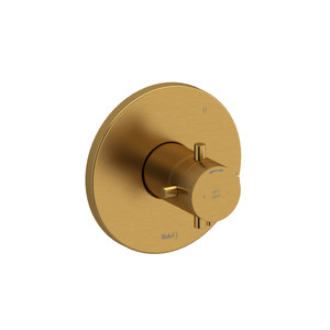 Riu 1/2 Inch Thermostatic and Pressure Balance Trim with up to 5 Functions  - Brushed Gold with Cross Handles | Model Number: TRUTM47+BG - Product Knockout