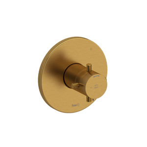 Riu 1/2 Inch Thermostatic and Pressure Balance Trim with 3 Functions and Knurled Cross Handle - Brushed Gold | Model Number: TRUTM47+KNBG - Product Knockout