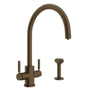 Holborn Filtration 2-Lever Kitchen Faucet with Sidespray - English Bronze with Metal Lever Handle | Model Number: U.12931LS-EB-2 - Product Knockout