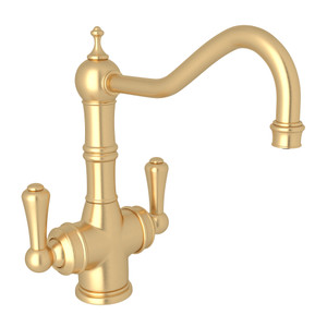 DISCONTINUED-Edwardian Filtration 2-Lever Bar and Food Prep Faucet - Satin English Gold with Lever Handle | Model Number: U.1469LS-SEG-2 - Product Knockout