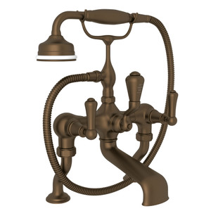 Georgian Era Exposed Deck Mount Tub Filler with Handshower - English Bronze with Metal Lever Handle | Model Number: U.3000LS/1-EB - Product Knockout
