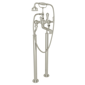 Georgian Era Exposed Floor Mount Tub Filler with Handshower - Polished Nickel with Metal Lever Handle | Model Number: U.3012LS/1-PN - Product Knockout