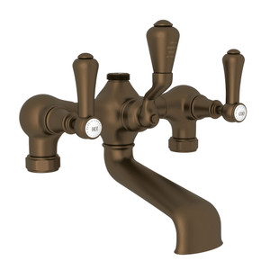 Georgian Era Exposed Tub and Shower Mixer Valve - English Bronze with White Porcelain Lever Handle | Model Number: U.3018LSP-EB - Product Knockout