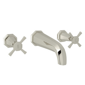 Deco Wall Mount Widespread Bathroom Faucet - Polished Nickel with Cross Handle | Model Number: U.3171X-PN/TO-2 - Product Knockout