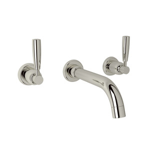 Holborn Wall Mount Widespread Bathroom Faucet - Polished Nickel with Metal Lever Handle | Model Number: U.3321LS-PN/TO-2 - Product Knockout