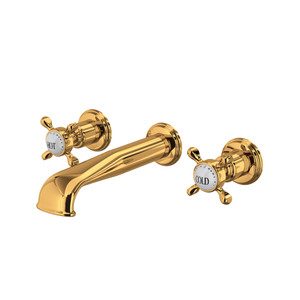 Wall Mount 3-Hole Concealed Bathroom Faucet - English Gold with Cross Handle | Model Number: U.3561X-EG/TO-2 - Product Knockout