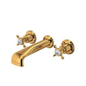 Edwardian Wall Mount 3-Hole Tub Filler - English Gold with Cross Handle | Model Number: U.3581X-EG/TO - Product Knockout