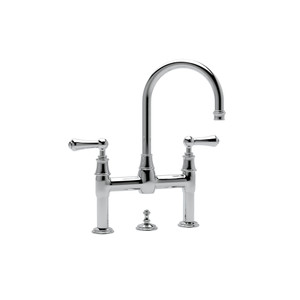 Georgian Era Deck Mount Bathroom Bridge Faucet - Polished Chrome with Metal Lever Handle | Model Number: U.3708LS-APC-2 - Product Knockout