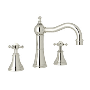 Georgian Era Column Spout Widespread Faucet - Polished Nickel with Cross Handle | Model Number: U.3724X-PN-2 - Product Knockout