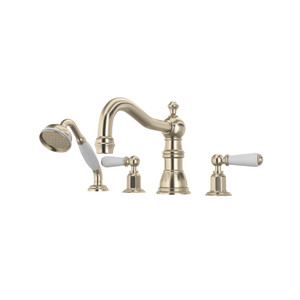 Edwardian™ 4-Hole Deck Mount Tub Filler With Column Spout - Satin Nickel | Model Number: U.3745L-STN