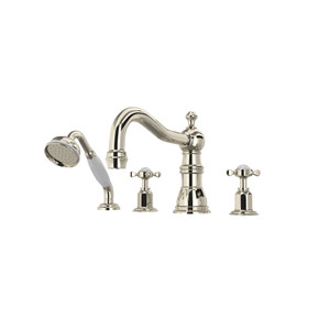 Edwardian™ 4-Hole Deck Mount Tub Filler With Column Spout - Polished Nickel | Model Number: U.3746X-PN