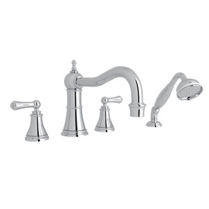 Georgian Era 4-Hole Deck Mount Column Spout Tub Filler with Handshower - Polished Chrome with Metal Lever Handle | Model Number: U.3747LS-APC - Product Knockout